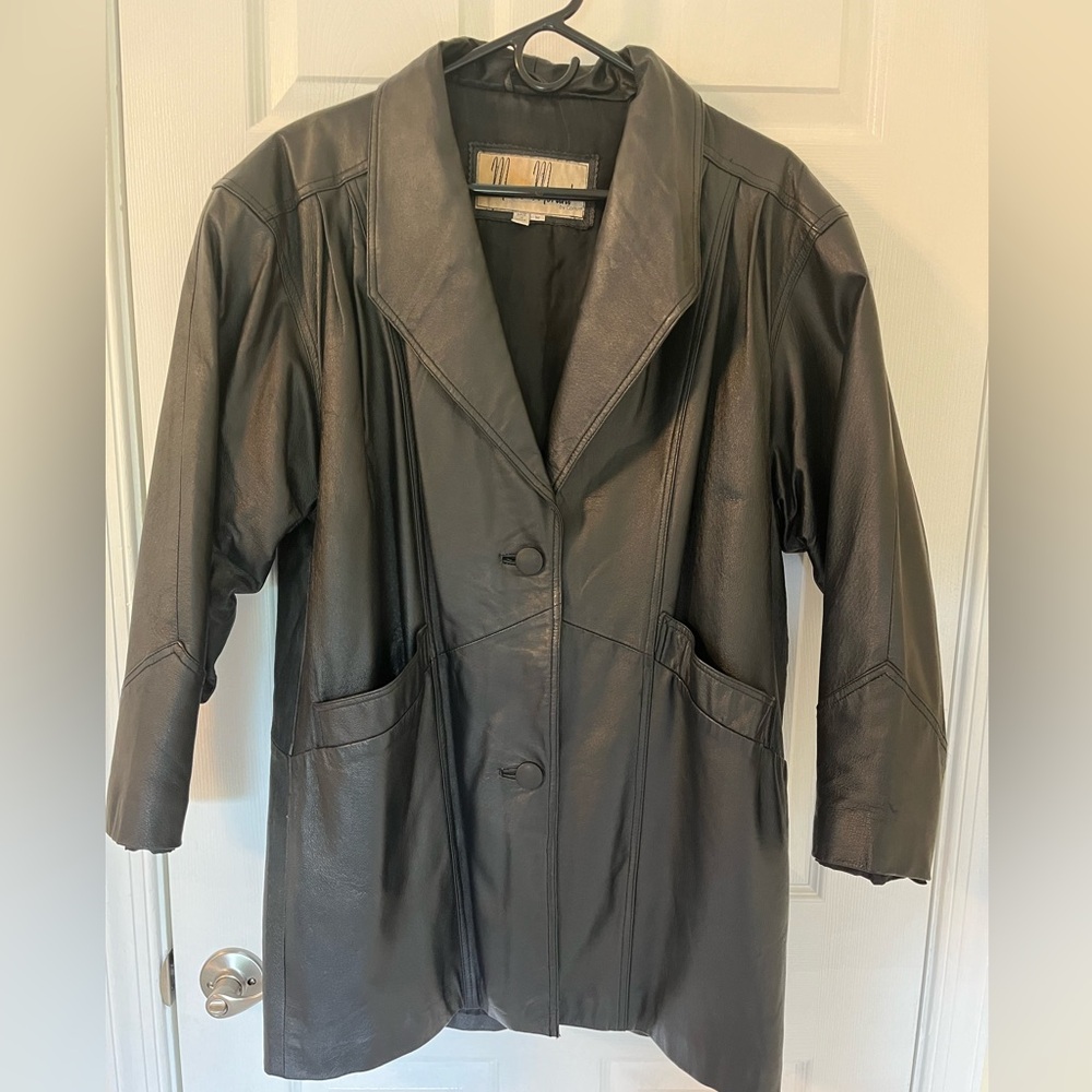 Marco Morani by Comint black oversized leather coat